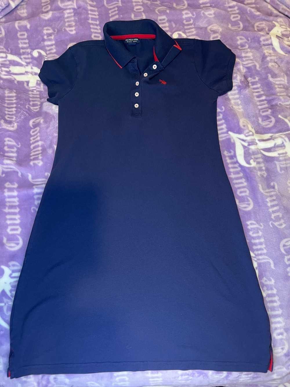 U.S. Polo Assn Navy Red Trim Polo Dress XS